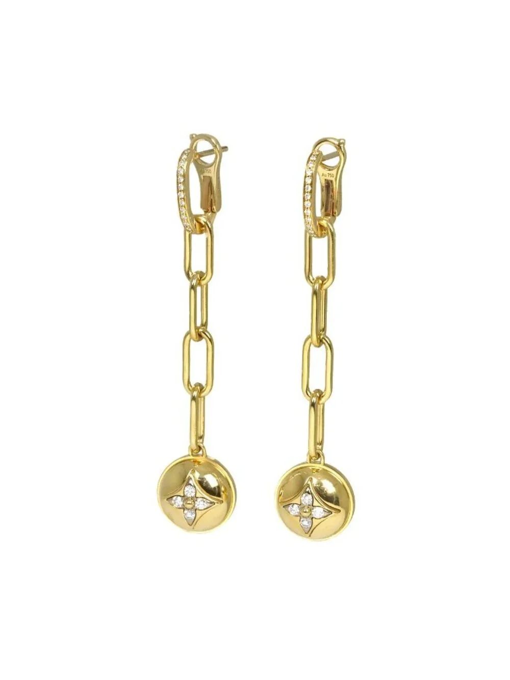 Louis Vuitton B Blossom Diamond Earrings 18K Yellow Gold